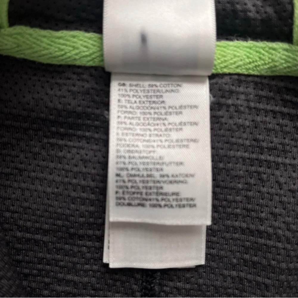 The North Face Men's Full Zip Hoodie Black Neon Green Size Large A4Z2 Vintage
